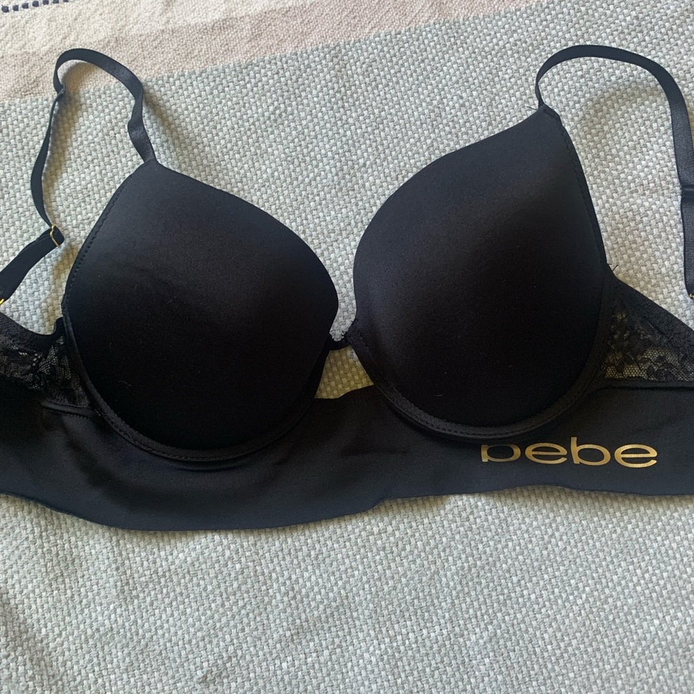 Bebe Black T-Shirt Bra with Underwire Support